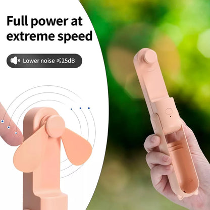3-in-1 Foldable Mini Handheld Fan With Built-in Power Bank