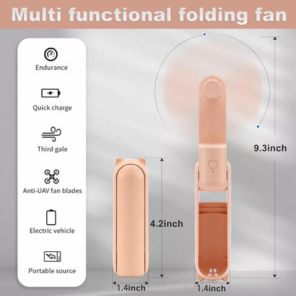 3-in-1 Foldable Mini Handheld Fan With Built-in Power Bank